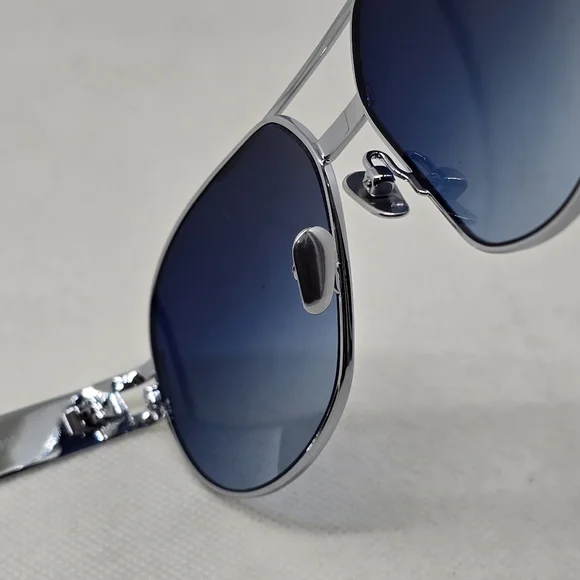 Porta Romana silver Sunglasses with blue lenses display picture 3